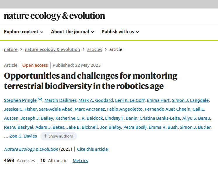 Nature Ecology and Evolution Publication